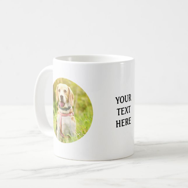 Mug Photo faite sur commande et texte ronds (Devant gauche)