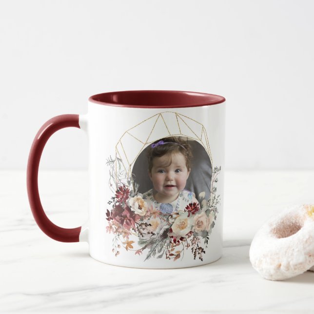 Mug Photo florale romantique (Avec donut)