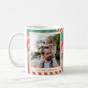 Mug Photo géométrique moderne couleur rouge vert rose