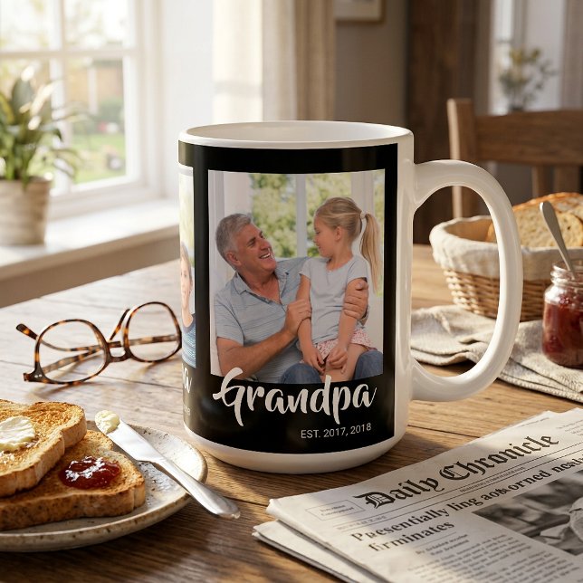 Mug Photo Grand-père Établit Script Noir 3 (Grandpa Established Script Black 3 Photo Coffee Mug)