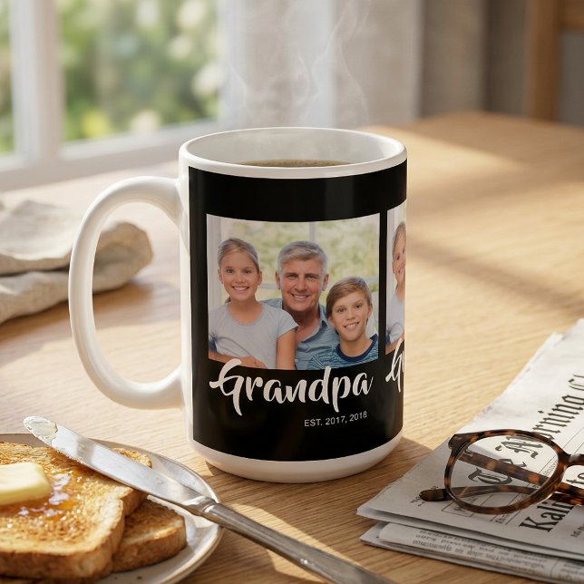 Mug Photo Grand-Père Établit Script Noir 3 (Grandpa Established Script Black 3 Photo Coffee Mug)