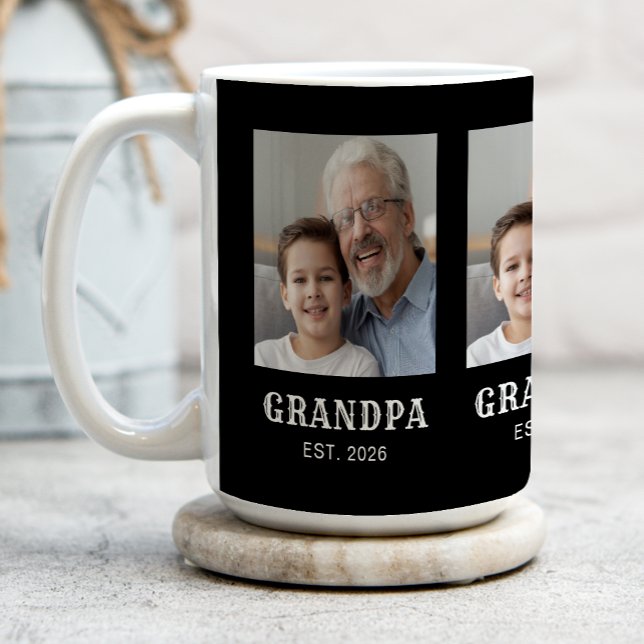 Mug Photo Grand-père Typographie Noir 3 (Créateur téléchargé)