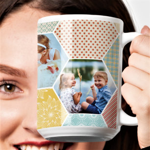 Mug Photo Hexagon   Collage d'images Quilt Motif Four