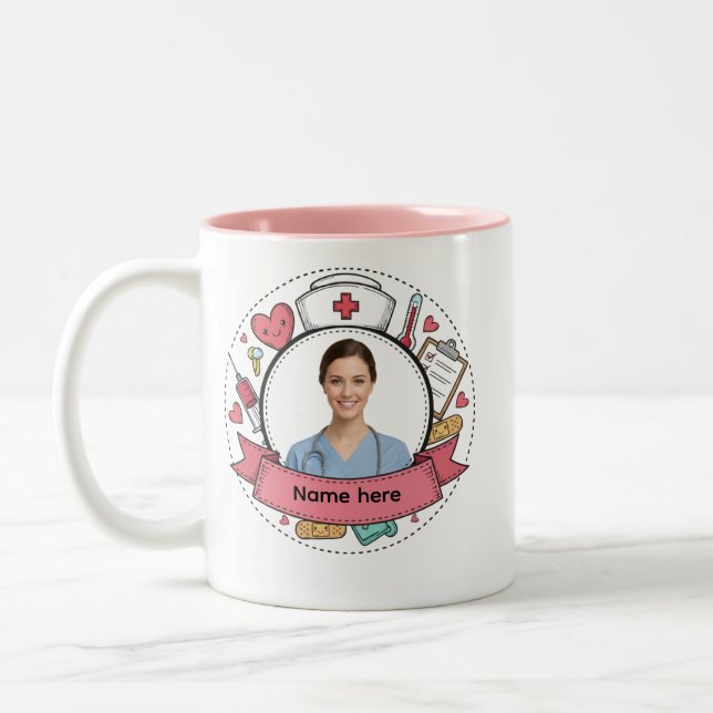 Mug photo infirmière personnalisé avec nom (Gauche)