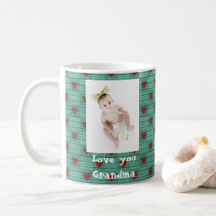 Mug Photo Love You Grand-mère Custom Rustic Wood Heart