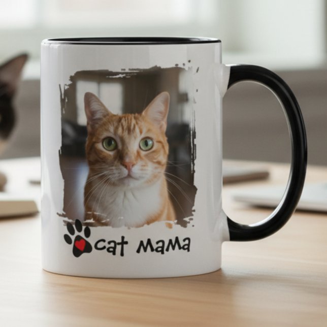 Mug Photo Maman Chat Adorable Amateur d'Animaux de (Personalized "Cat Mama" photo mug for the rescue advocate — perfect birthday gift idea for her)