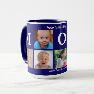 Mug Photo Maman Collage Café Marine Blue Big Combo