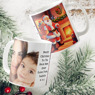 Mug Photo Maman Et Bébé   Père Noël livre des présents