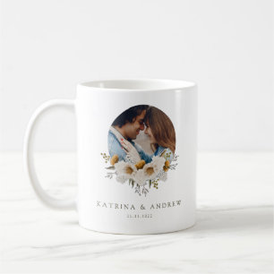 Mug photo mariage floral aquarelle