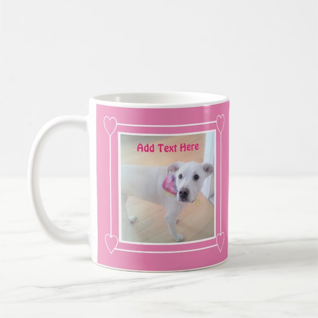 Mug Photo mignonne blanc chiot visage rose (Gauche)