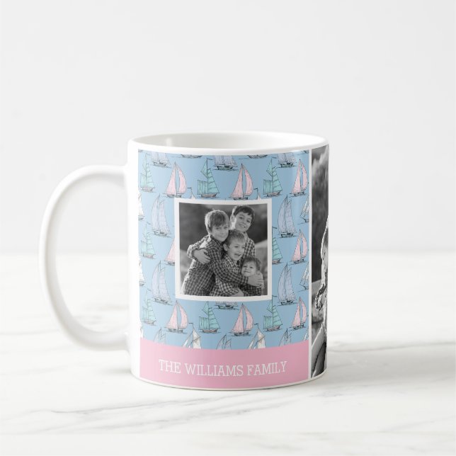 Mug Photo mignonne du voilier | avec le monogramme du (Gauche)