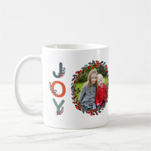 Mug Photo moderne de joie de Noël de baies de vacances