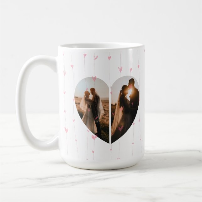 Mug Photo moderne en forme de coeur blanc Personnalisé (Gauche)
