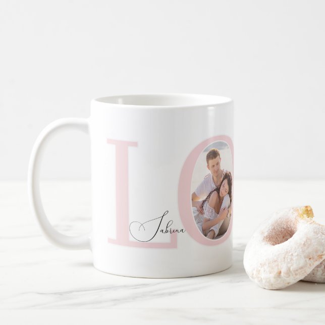 Mug Photo Moderne Et Design | Jour des Valentines de L (Avec donut)