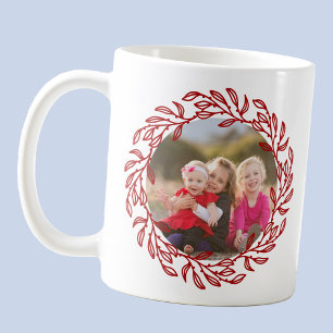 Mug Photo moderne Feuille rouge et couronne de Berry