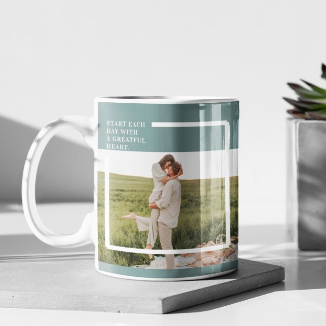 Mug Photo moderne Green Famille Jolie Cadeau (Créateur téléchargé)
