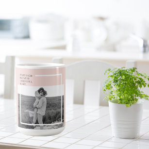 Mug Photo moderne Pastel Pink Famille Beau Cadeau