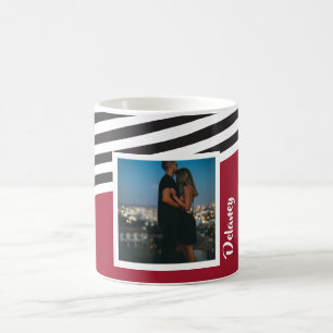 Mug Photo Motif Personnalisée En Gris Rouge Et Noir