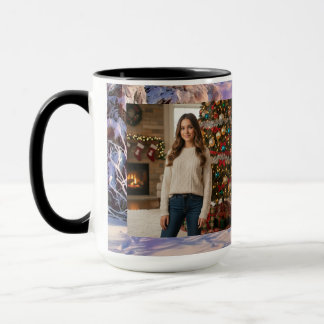 Mug Photo Name Winter Scenery Purple Pink Watercolor