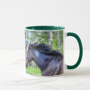 Mug Photo noire courante de cheval de Percheron de pur