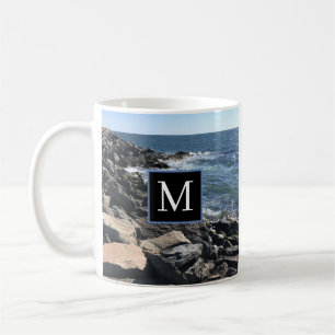 Mug Photo Ocean Waves and Rocks #1 Papa Blue