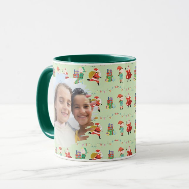 Mug photo Père Noël & Elf - Cadeau de Noël parfait (Devant gauche)