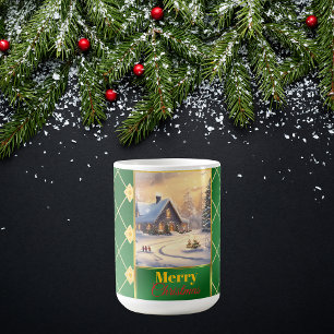 Mug Photo personnalisable Élégant Noël vert et or