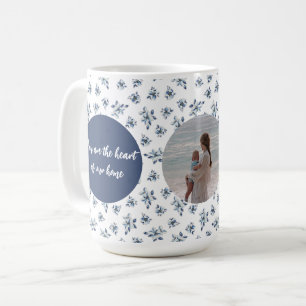 Mug photo personnalisé avec fleurs bleues   Person