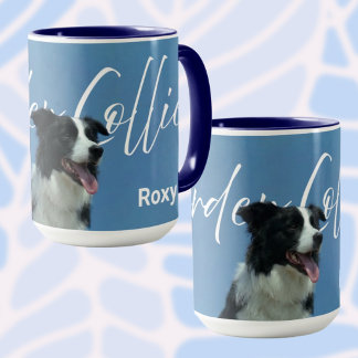 Mug Photo personnalisé de Border Collie et typographie