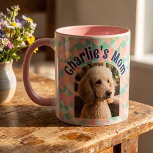 Mug Photo personnalisé de chien pastel géométrique mam