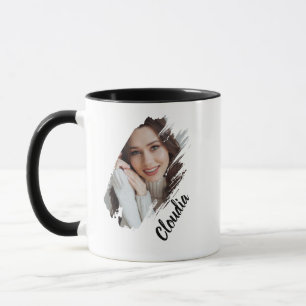 Mug Photo personnalisé & nom avec coup de pinceau mode