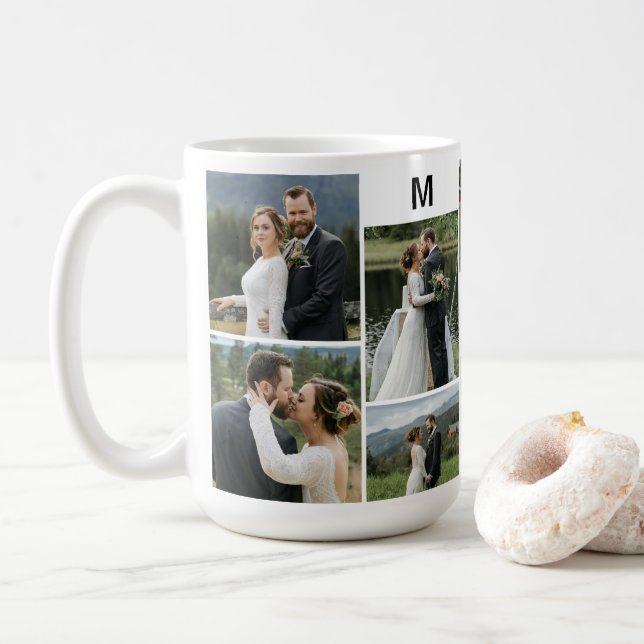 Mug Photo personnalisée 10 avec nom et monogramme (Avec donut)