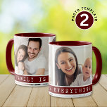 Mug Photo personnalisée 2 Collage Famille Photo Citati<br><div class="desc">Concevez vos propres tasses customisées avec des photos de famille pour en faire un souvenir unique.' La famille est tout ce que la typographie de citation fait de lui spécial.</div>