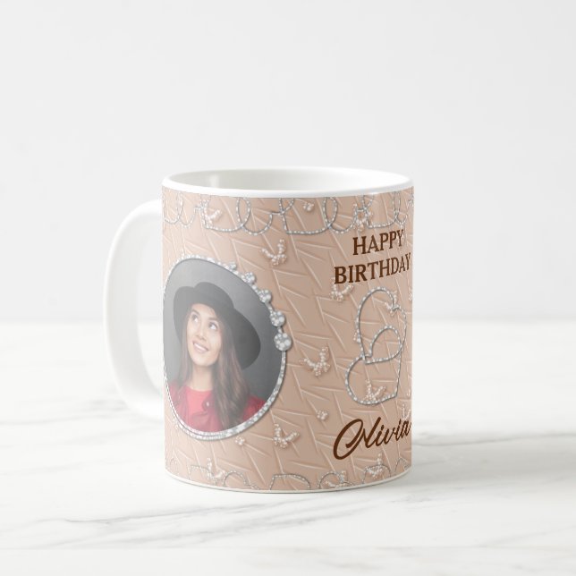Mug Photo personnalisée Arrière - plan beige (Devant gauche)