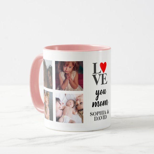 Mug Photo personnalisée Collage mère jour cadeau (Devant gauche)