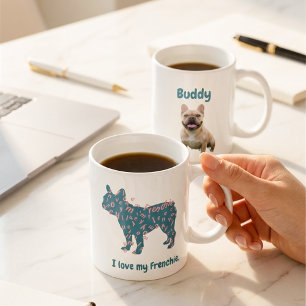 Mug Photo personnalisée de Bouledogue Français J'aime 
