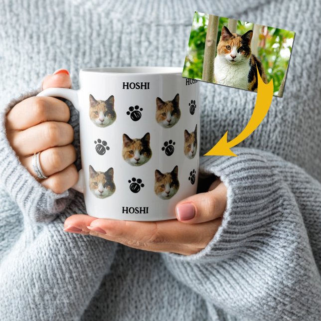 Mug Photo personnalisée du visage de chat (Créateur téléchargé)