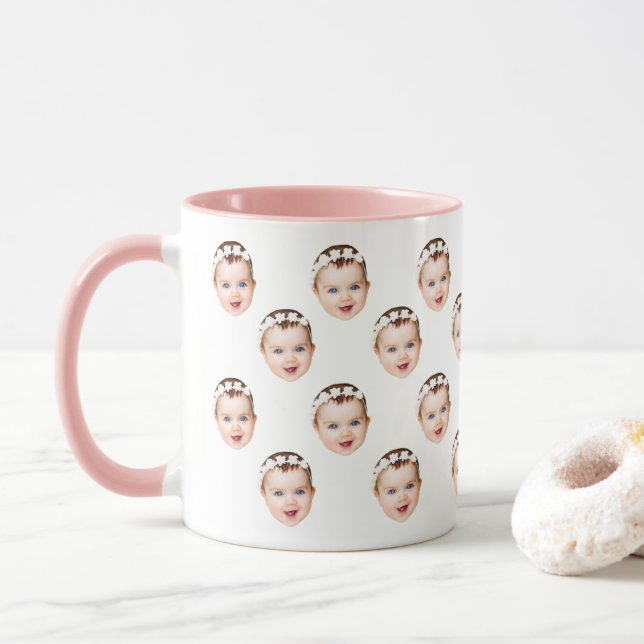 Mug Photo personnalisée du visage de la petite fille (Avec donut)