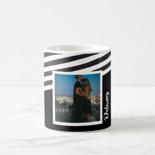 Mug Photo personnalisée en noir et Motif rayé