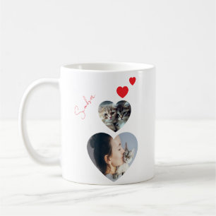 Mug Photo personnalisée et nom Forme cardiaque Amoureu