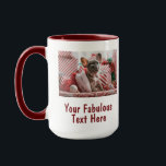 Mug Photo personnalisée et texte rouge<br><div class="desc">Personnalisé Votre Photo et Texte Noël REd Coffee Mug. Toute police,  tout arrière - plan,  tout format et taille d'image.</div>