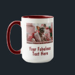 Mug Photo personnalisée et texte rouge<br><div class="desc">Personnalisé Votre Photo et Texte Noël REd Coffee Mug. Toute police,  tout arrière - plan,  tout format et taille d'image.</div>