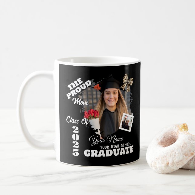 Mug Photo personnalisée, Fière maman d'un diplômé de 2 (Avec donut)