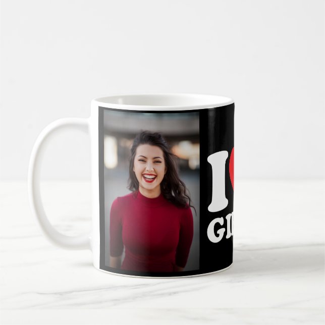 Mug Photo personnalisée J'aime ma petite amie (Gauche)