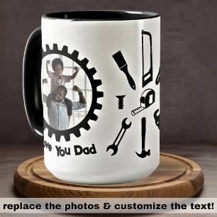 Mug Photo personnalisée Je t'aime Papa Outils de trava