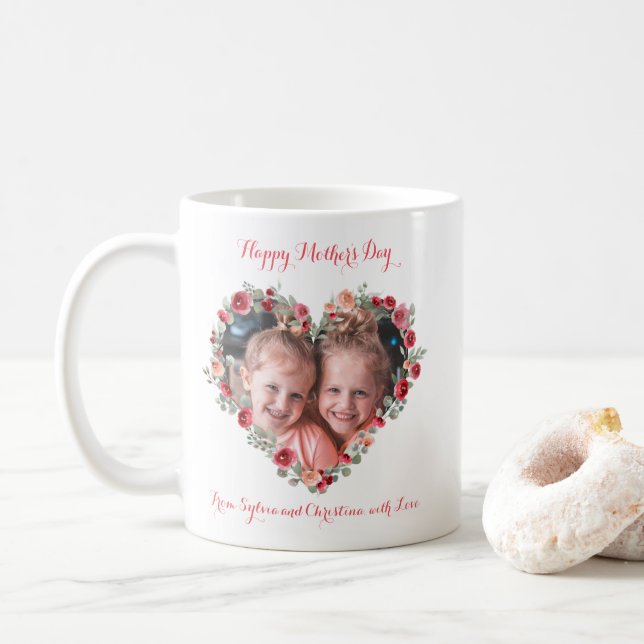 Mug Photo personnalisée Joyeuse Fête des mères Coeur C (Avec donut)