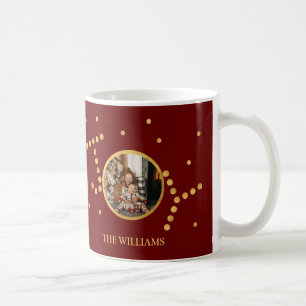Mug Photo personnalisée Maroon or rouge Noël