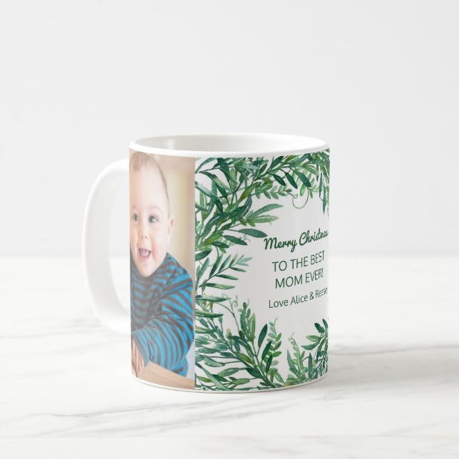 Mug Photo personnalisée Meilleure maman Aquarelle de N (Devant gauche)