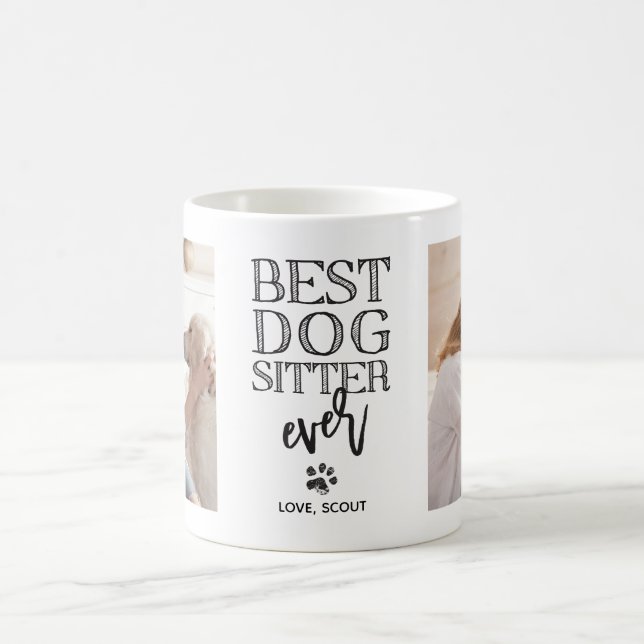 Mug Photo personnalisée moderne Best Dog Sitter (Centre)