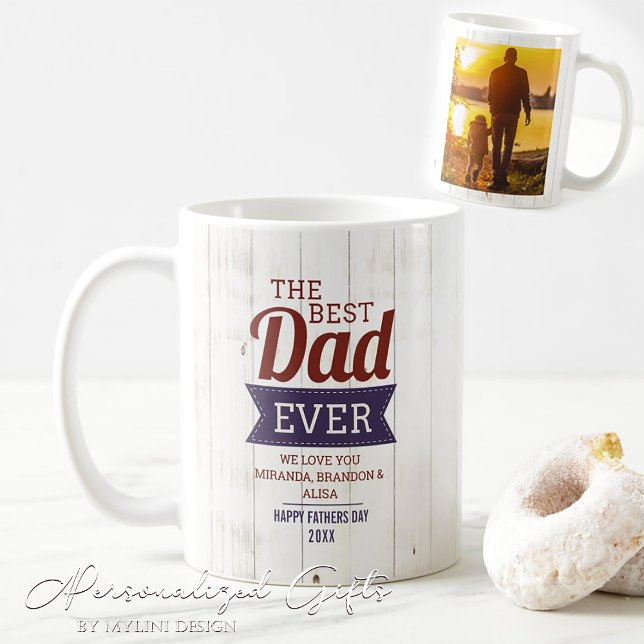 Mug Photo personnalisée moderne Meilleur papa Jamais (Créateur téléchargé)